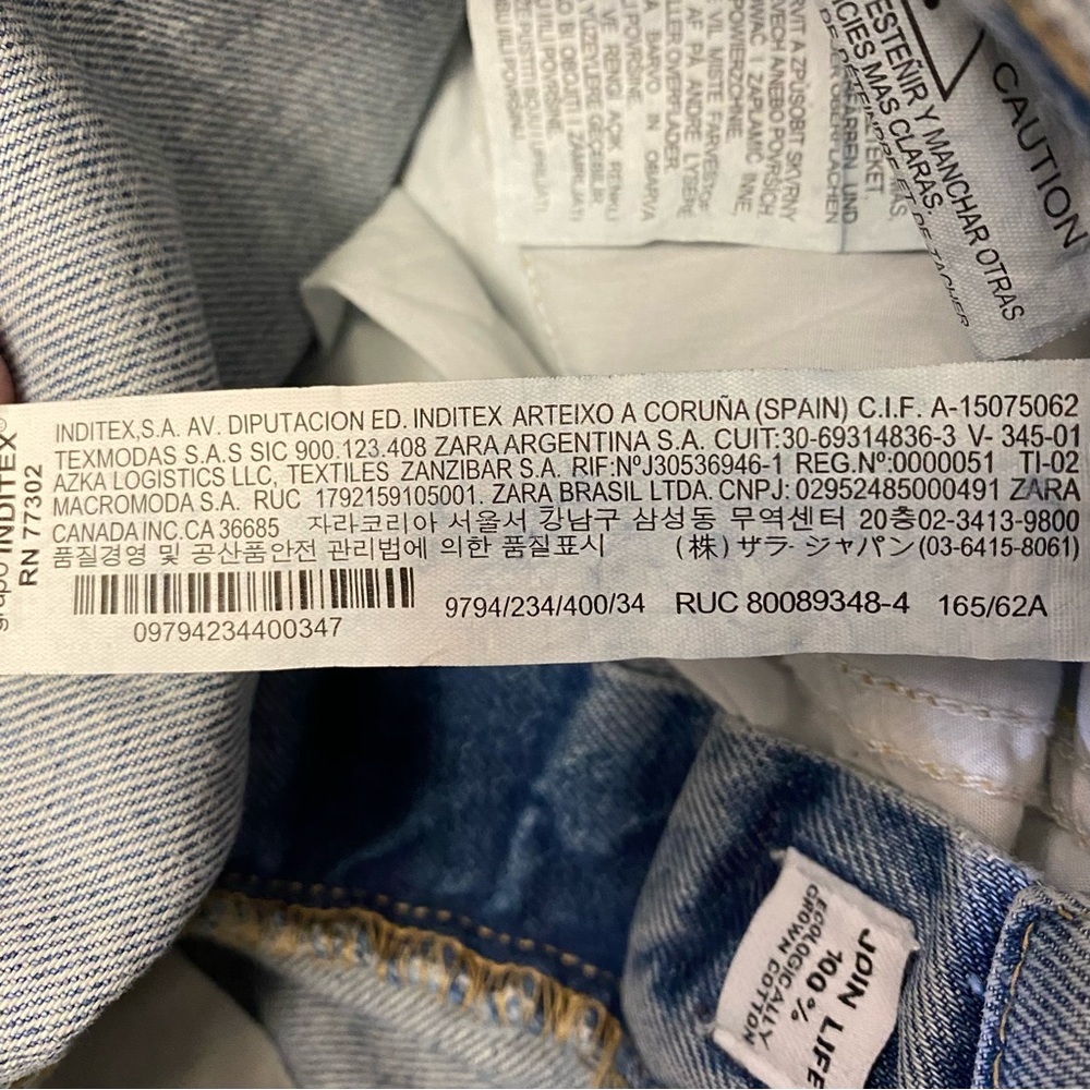 Zara Ripped Mom Jeans Light Wash High Waist Distressed Straight Leg Denim Size 2 - Picture 12 of 13